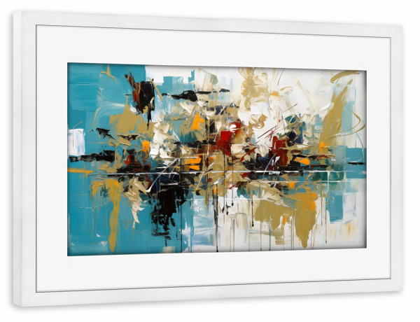 Poster mit Rahmen weiß "Abstrakte Explosion" artboxONE - Abstrakt,Geometrie,Marmor