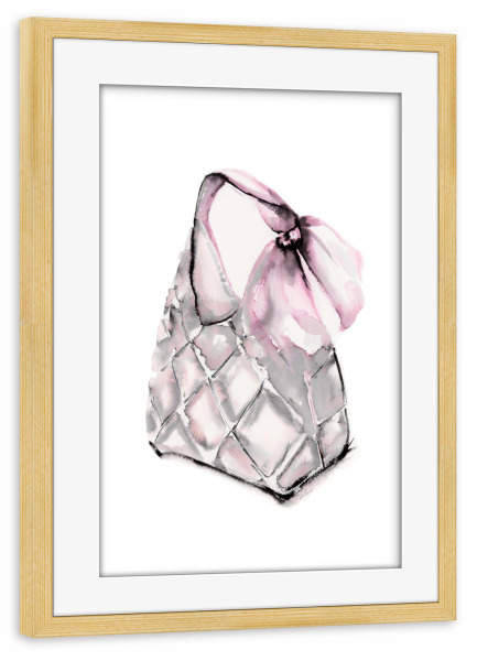 Poster mit Rahmen kiefer "Gesteppter Hobo" artboxONE - Menschen,Fashion - Handtasche,Hobo,Band,Tasche