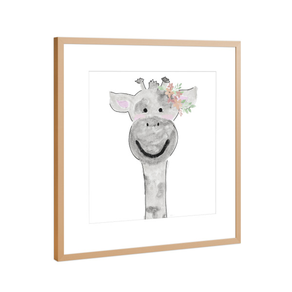 Poster mit Rahmen Kupfer "Süße Giraffe" artboxONE - Floral,Für Kinder,Tiere - Giraffe,Blumen,Kinder,Kind,Kinder