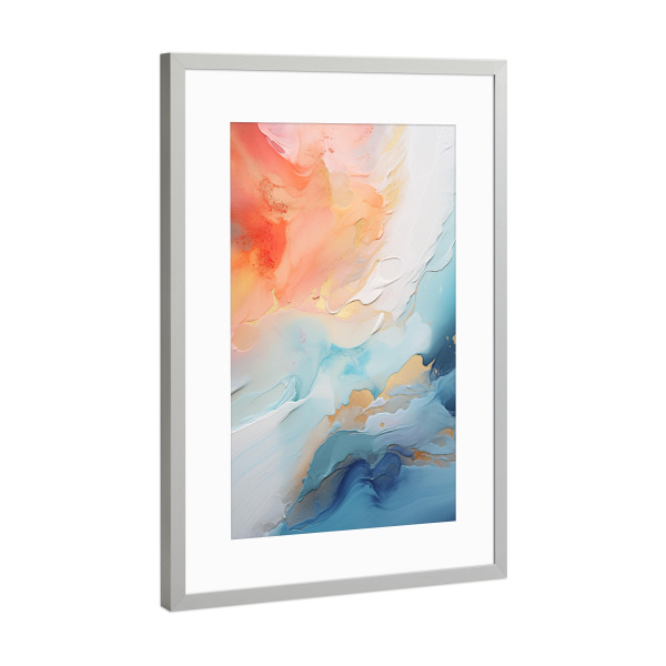 Poster mit Rahmen Silber "Abstract desert city fluid shapes" artboxONE - Abstrakt