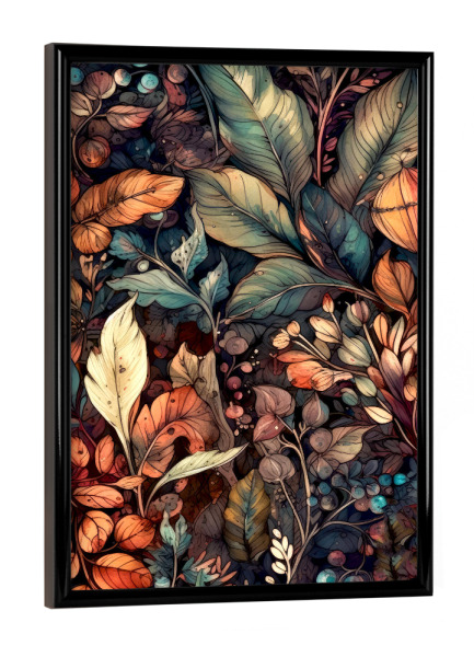 Poster mit schwarzem Rahmen "Blumen und Blätter N" artboxONE - Natur,Floral - Natur,Blumen,Blumen,Botanische,Blätter,Blatt,Blumen,Garten