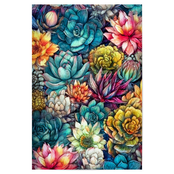 Poster "Sukkulenten und Kakteen O" artboxONE - Natur,Floral - Sukkulenten,Kakteen,Kaktus,Natur,Blumen,Botanische,Blatt,Blumen
