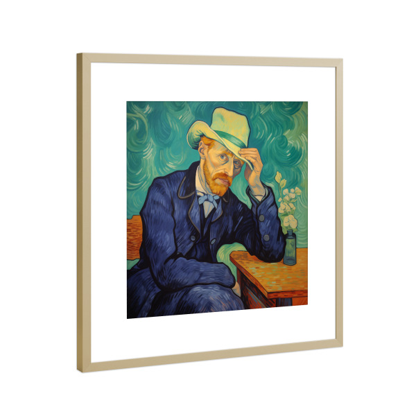 Poster mit Rahmen Gold "Vincent's Hut" artboxONE - Floral,Abstrakt,Menschen