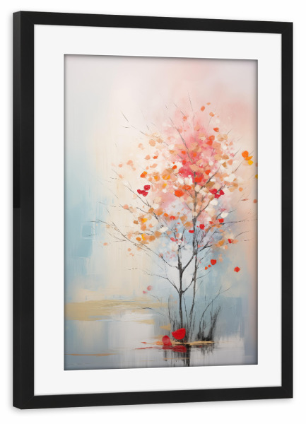 Poster mit Rahmen schwarz "Zarte Pastellbäume" artboxONE - Natur,Floral,Abstrakt