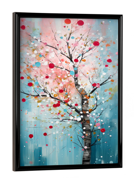 Poster mit schwarzem Rahmen "Türkisfarbener Baum" artboxONE - Floral,Abstrakt