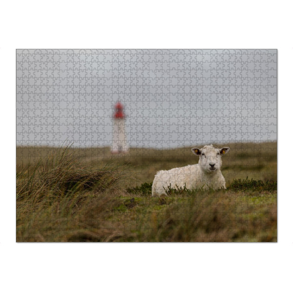 Puzzle Ravensburger "Schaf & Leuchtturm" artboxONE - Natur,Tiere - Sylt,Reise,Dünen,Schaf,Leuchtturm,Maritim,Fotografie - Bild sylt