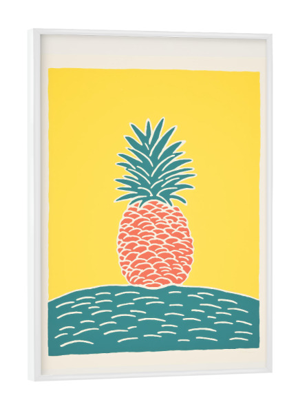 Poster mit weißem Rahmen "Retro-Ananas im Siebdruckverfahren" artboxONE - Comic,Abstrakt,Essen & Trinken / Obst & Gemüse