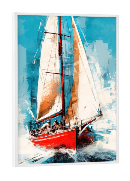 Poster mit weißem Rahmen "Yacht-Rennboote S" artboxONE - Sport,Sport / Sommerspiele - Yacht,Rennen,Boote,Sport,Aquarell,Malerei