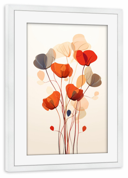 Poster mit Rahmen weiß "Zarte Blumen auf Beige" artboxONE - Floral,Abstrakt,Liebe