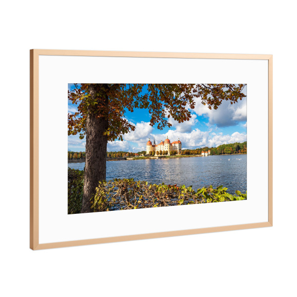 Poster mit Rahmen Kupfer "Schloss, Teich, Bäume" artboxONE - Natur,Reise,Architektur