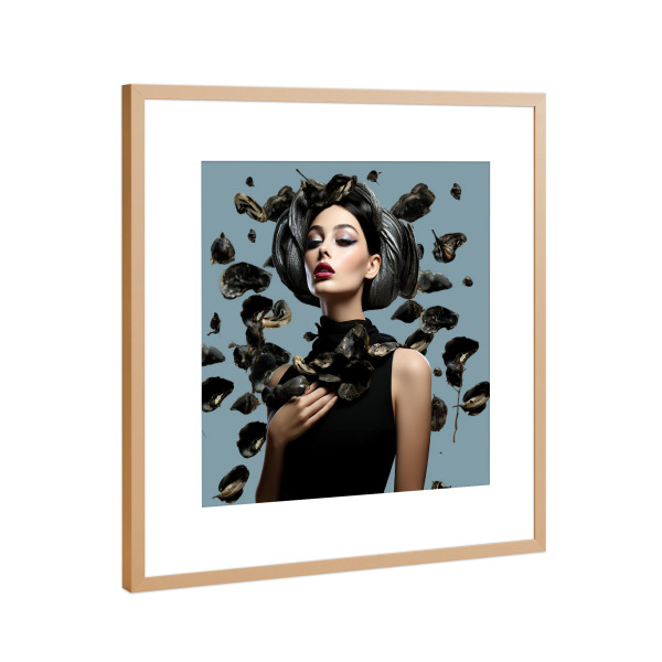 Poster mit Rahmen Kupfer "SCHWARZE FRAUENMUSCHELN" artboxONE - Essen & Trinken,Abstrakt,Menschen,Streetart - Pop-art,Muscheln,Schwarz,Mode,Frauen