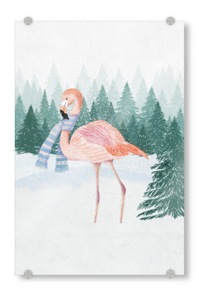 Acrylglasbild "Flamingo im Märchenwald" artboxONE - Typografie,Tiere,Weihnachten
