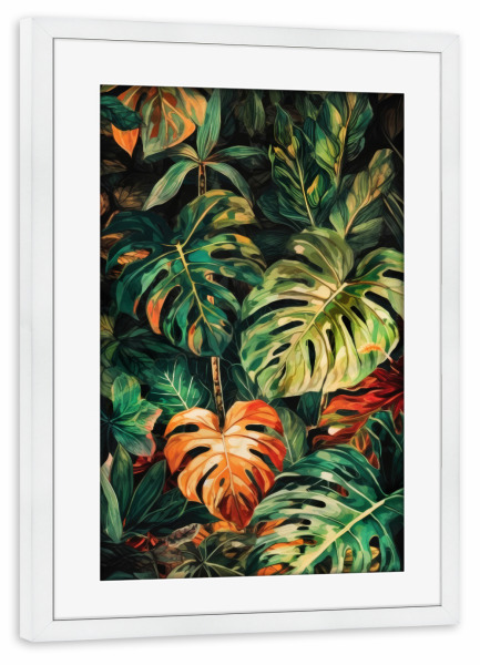 Poster mit Rahmen weiß "Blumenblätter Kunst L" artboxONE - Natur,Floral - Natur,Blumen,Blumen,Botanisch,Blätter,Blatt,Blumen