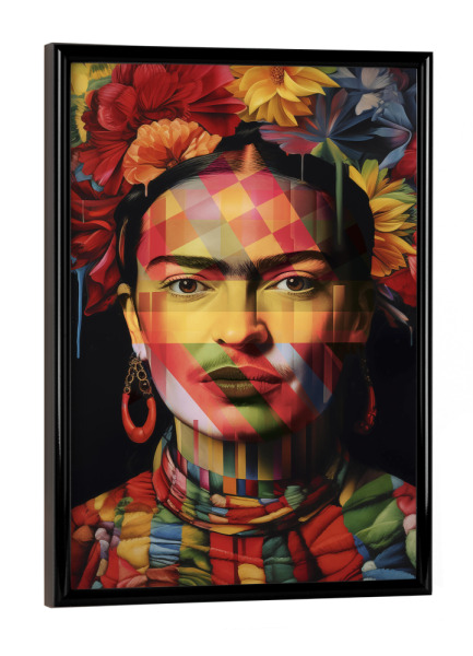 Poster mit schwarzem Rahmen "Frida Kahlo Farben" artboxONE - Floral,Menschen