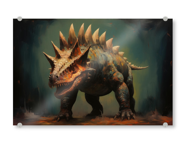 Acrylglasbild "Stegosaurus-Gemälde" artboxONE - Natur,Tiere - Kunst,Groß,Leinwand,Dino,Dinosaurier,öl,Farbe,Gemälde,Rex,Stegosaurus