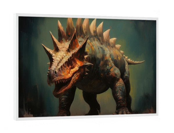 Poster mit weißem Rahmen "Stegosaurus-Gemälde" artboxONE - Natur,Tiere - Kunst,Groß,Leinwand,Dino,Dinosaurier,öl,Farbe,Gemälde,Rex,Stegosaurus