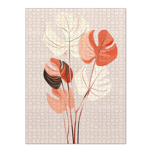 Puzzle Ravensburger "Abstract red monstera" artboxONE - Floral,Abstrakt