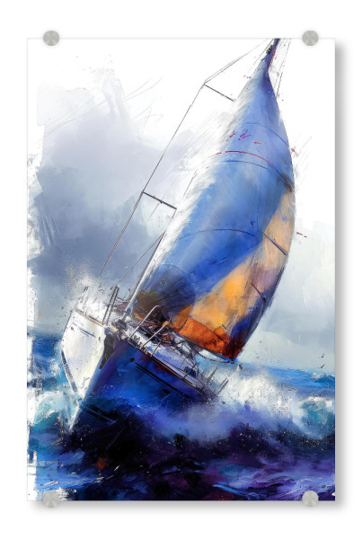 Acrylglasbild "Yacht-Rennboote F" artboxONE - Sport,Sport / Sommerspiele - Yacht,Rennen,Boote,Sport,Aquarell,Malerei