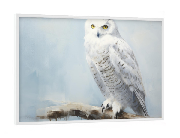 Poster mit weißem Rahmen "Schnee-Eulen-Gemälde" artboxONE - Natur,Tiere