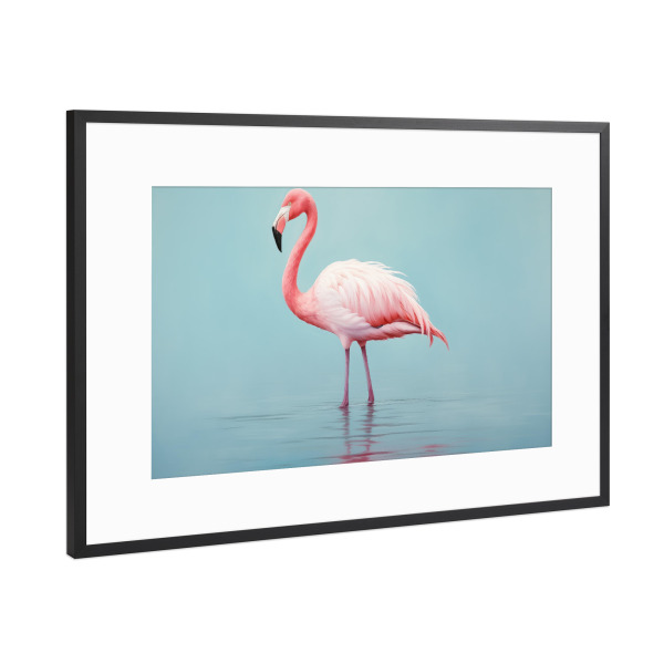 Poster mit Rahmen Schwarz (Metallic) "Ölgemälde von Flamingo" artboxONE - Natur,Tiere