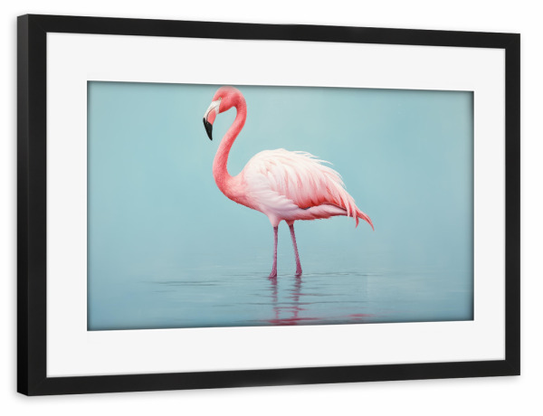 Poster mit Rahmen schwarz "Ölgemälde von Flamingo" artboxONE - Natur,Tiere