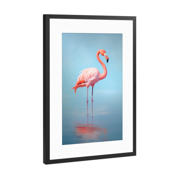 Poster mit Rahmen Schwarz (Metallic) "Flamingo-Malerei" artboxONE - Natur,Tiere