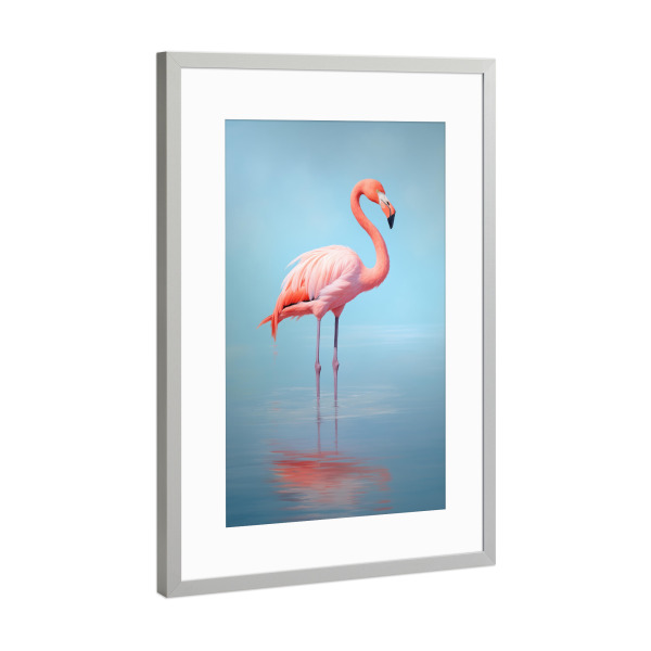 Poster mit Rahmen Silber "Flamingo-Malerei" artboxONE - Natur,Tiere - Tier,Kunst,Vogel,Leinwand,Flamingo,Impressionistisch,Natur,öl,Farbe,Gemälde