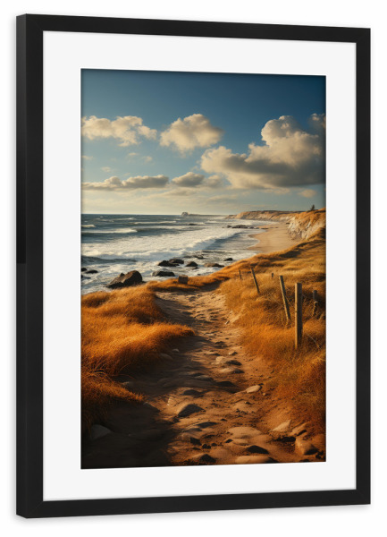 Poster mit Rahmen schwarz "Straße durch Sanddünen" artboxONE - Natur,Reise,Reise / Strand und Meer