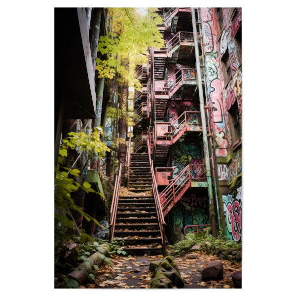 Poster "Lost Place Hochhaus" artboxONE - Streetart - Lost place,Hochhaus,Verlassene orte,Verlassen,Lostplace,My lost place,Treppenhaus,Graffiti
