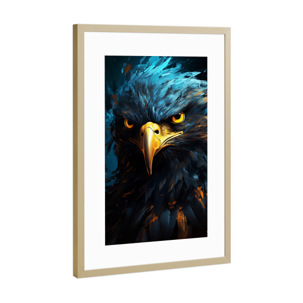 Poster mit Rahmen Gold "Eagle Fantasy (matart)" artboxONE - Tiere - Adler,Vogel,Vögel,Tier,Tiere,Wild,Abstrakt,Fantasie