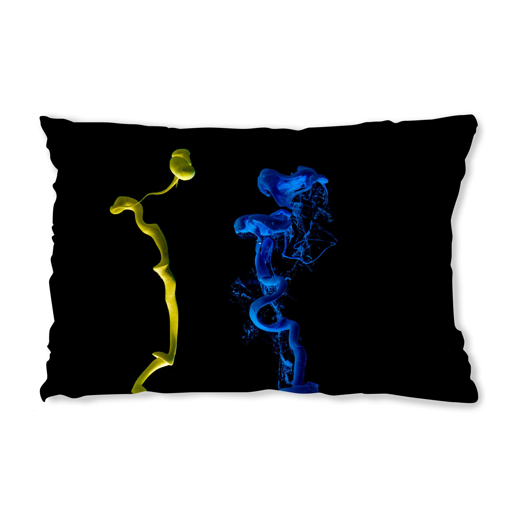 Design-Kissen "Blue Yellow ink in water" artboxONE - Abstrakt - Tinte,Farbe,Wasserfarbe - Bild tinte