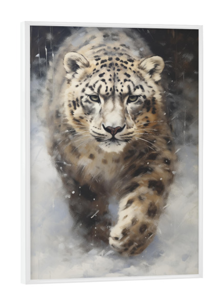 Poster mit weißem Rahmen "Schnee Leopard" artboxONE - Natur,Tiere