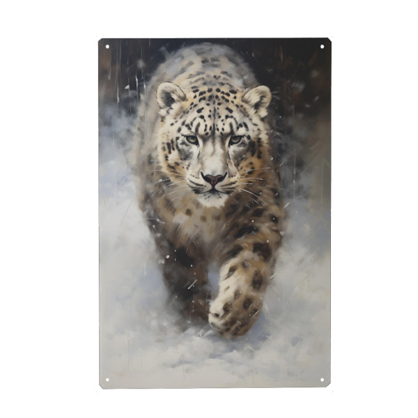 Holzbild "Schnee Leopard" artboxONE - Natur,Tiere - Tier,Kunst,Leinwand,Impressionistisch,Leopard,Natur,öl,Gemälde,Schnee,Schneeleopard,Tierwelt