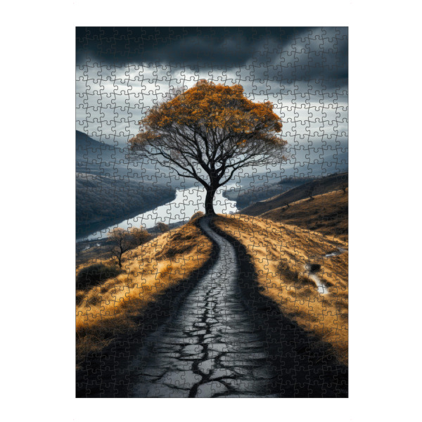 artboxONE Puzzle "Weg zum Horizont" artboxONE - Natur - Horizont,Weg,Baum,Einsame weg,Weg ins nichts,Aussichtspunkt,Neblige aussicht,Einsamkeit