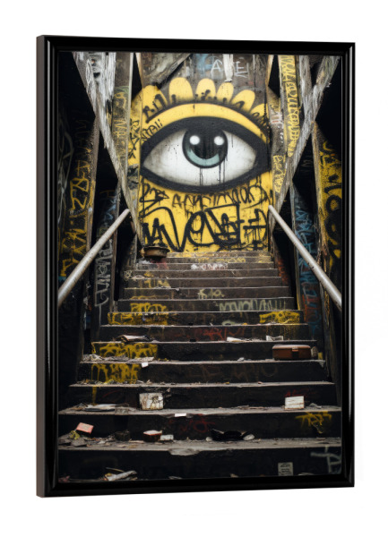 Poster mit schwarzem Rahmen "Lost Place Eingang" artboxONE - Streetart