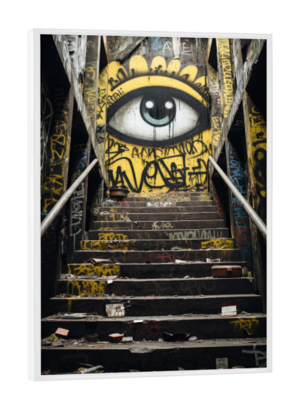 Poster mit weißem Rahmen "Lost Place Eingang" artboxONE - Streetart