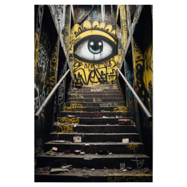Poster "Lost Place Eingang" artboxONE - Streetart - Lost place,Lostplace,Lost places,Club,Nightclub,Eingang,Treppe,My lost places,Verlassene orte