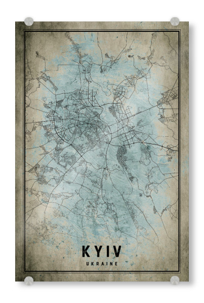 Acrylglasbild "Kiew Vintage Stadt Map" artboxONE - Städte / Weitere,Kartografie