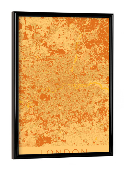Poster mit schwarzem Rahmen "Stadt London City" artboxONE - Städte / London,Kartografie