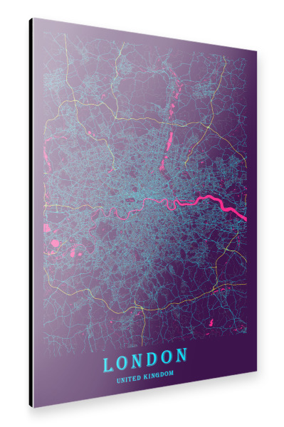 Alu-Dibond "Stadt London Karte" 30x20 cm artboxONE