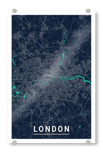 Acrylglasbild "London CityMap" artboxONE - Städte / London,Kartografie