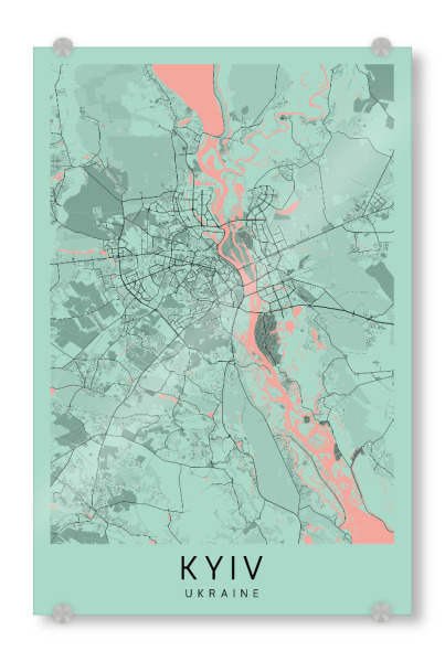Acrylglasbild "Stadtplan von Kiev" artboxONE - Städte / Weitere,Kartografie