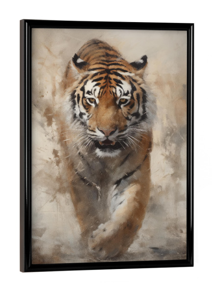 Poster mit schwarzem Rahmen "Großes Tigergemälde" artboxONE - Natur,Tiere - Tier,Kunst,Groß,Impressionistisch,Natur,öl,Gemälde,Tiger,Wildnis,Tierwelt