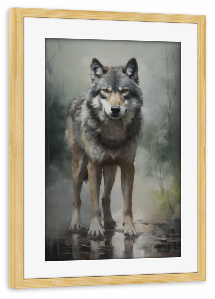 Poster mit Rahmen kiefer "Großer grauer Wolf" artboxONE - Natur,Tiere