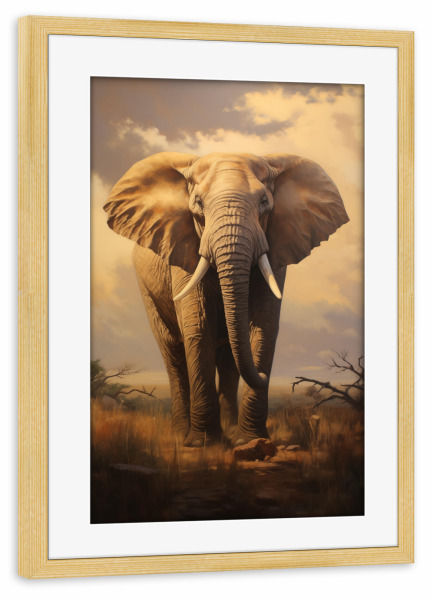 Poster mit Rahmen kiefer "Großes Elefantengemälde" artboxONE - Natur,Tiere