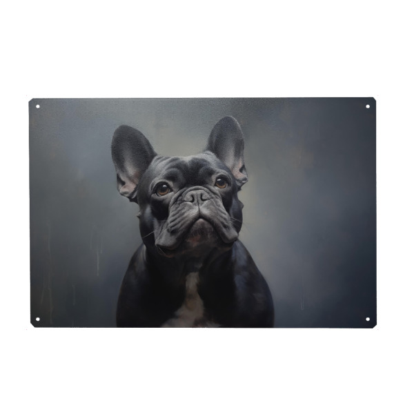 Metall Poster "Französischen Bulldogge" artboxONE - Tiere - Tier,Kunst,Bulldogge,Hund,Französische bulldogge,National geographic,Natur,Malerei,Porträt