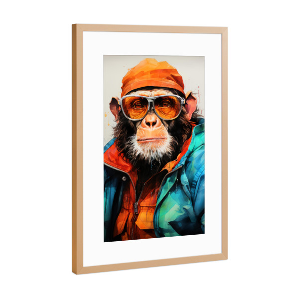 Poster mit Rahmen Kupfer "Gorilla-Aquarellkunst A" artboxONE - Tiere - Gorilla,Affe,Tier,Aquarell,Malerei