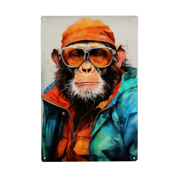 Metall Poster "Gorilla-Aquarellkunst A" artboxONE - Tiere - Gorilla,Affe,Tier,Aquarell,Malerei - Blechschild