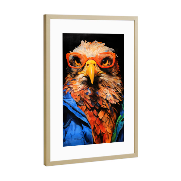 Poster mit Rahmen Gold "Adler-Tierkunst A" artboxONE - Tiere - Adler,Vogel,Tier,Tiere,Grafik,Illustration