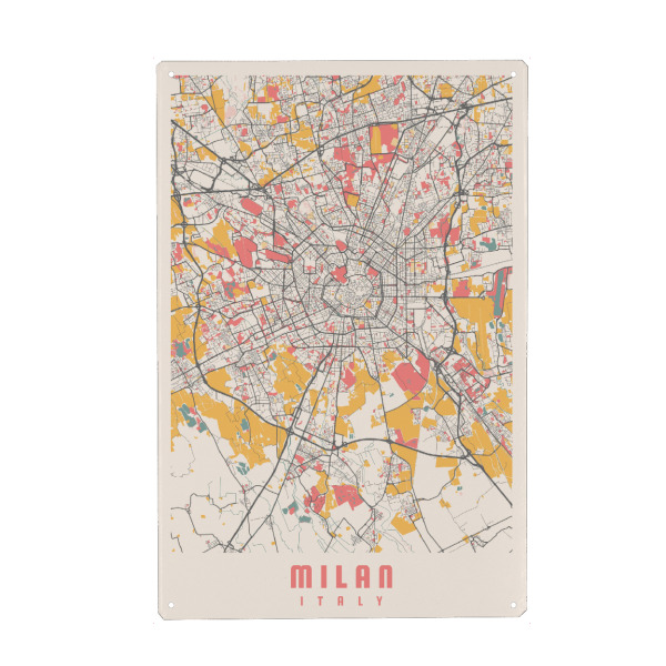 Metall Poster "Milan City Map" artboxONE - Städte / Mailand,Kartografie